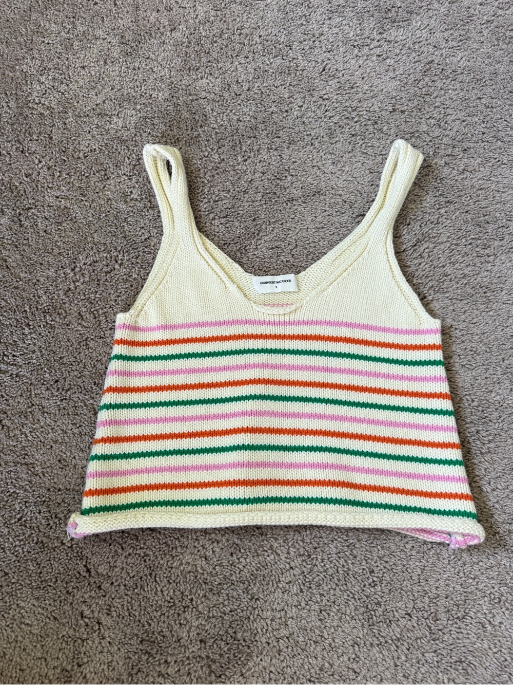 Goodnight Macaroon Cream Multicolor Striped Knit Crop Tank